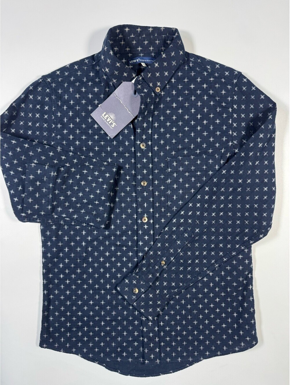 Levi’s Made & Crafted Japanese Fabric Shirt Men’s S Indigo Blue Cross NWT